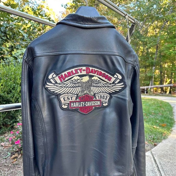 RARE Harley Davidson Men's Overdrive Eagle Black Leather Jacket